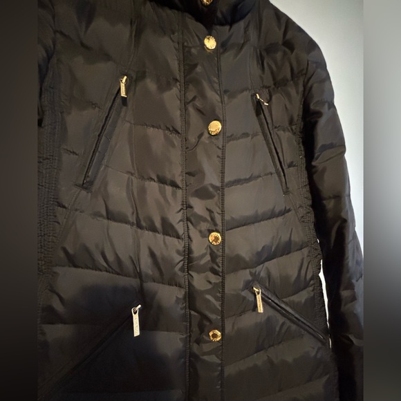 Michael Kors Women's Long‎ Puffer Coat Size small black with gold see pics* - Picture 10 of 16